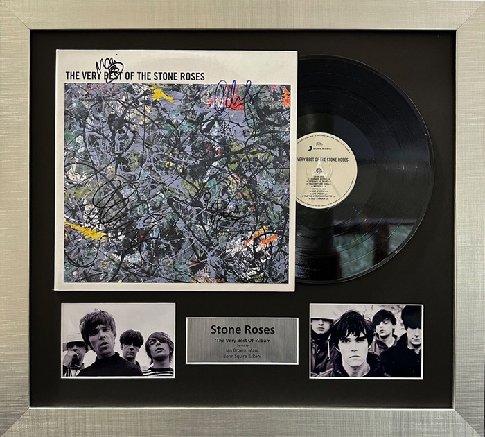 LOT 49 - STONE ROSES ALBUM SIGNED BY IAN BROWN, MANI, JOHN SQUIRE & RENI